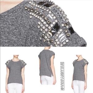Maje Emile embellished short sleeve T shirt tee 1